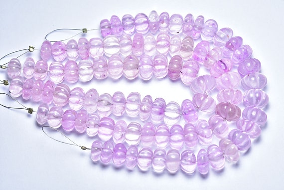 Pink Amethyst Carved Rondelle Beads - 8 Inches - Dyed Pink Amethyst Melon Carving Rondelle Beads - Size Is 11 - 14 Mm #2651 Pink Amethyst Carved Rondelle Beads - 8 Inches - Dyed Pink Amethyst Melon Carving Rondelle Beads - Size Is 11 - 14 Mm #2651