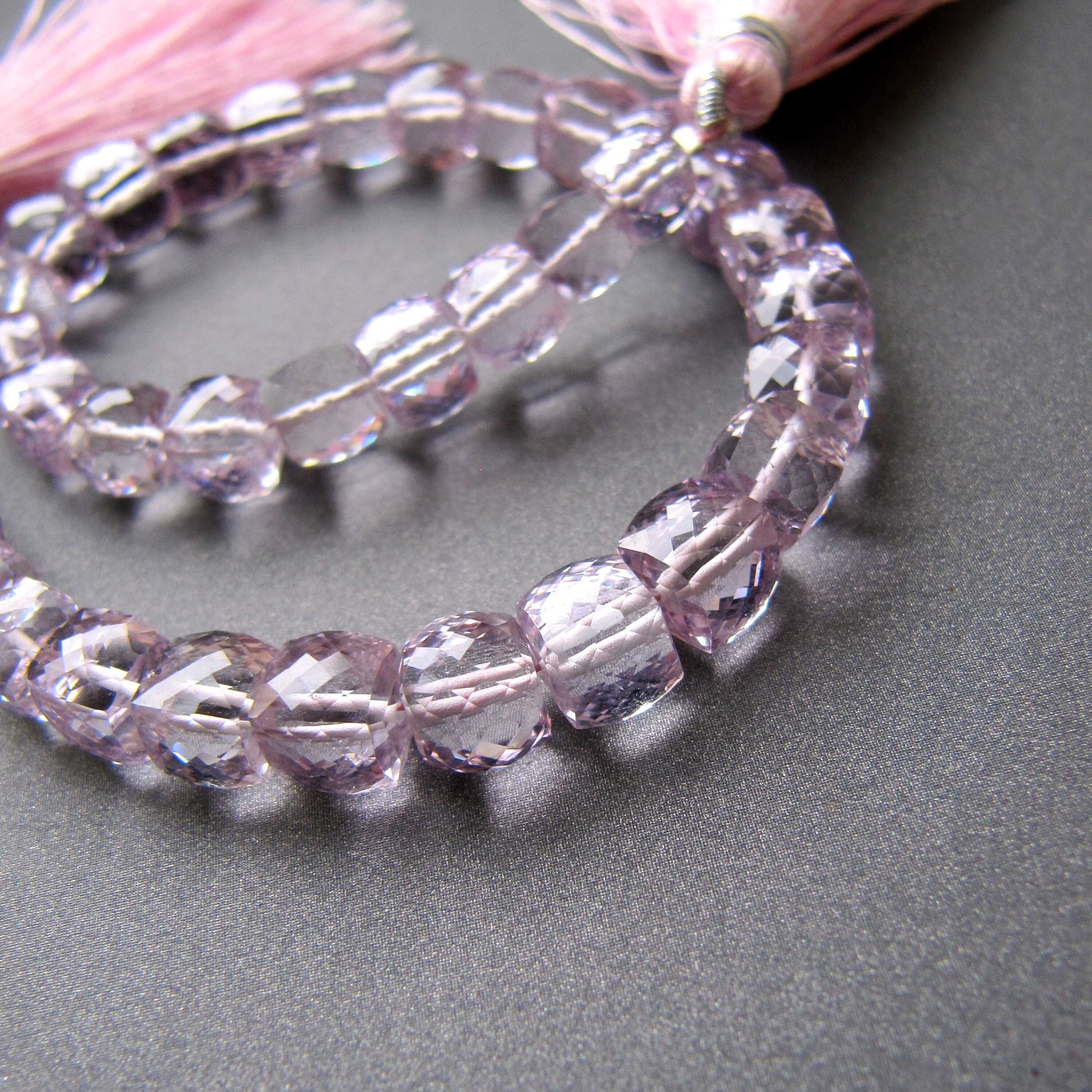 Pink Amethyst Cube Beads • 8-10mm • Aaa Micro Faceted Drilled • Natural Gemstone • Square Rondelle Nuggets