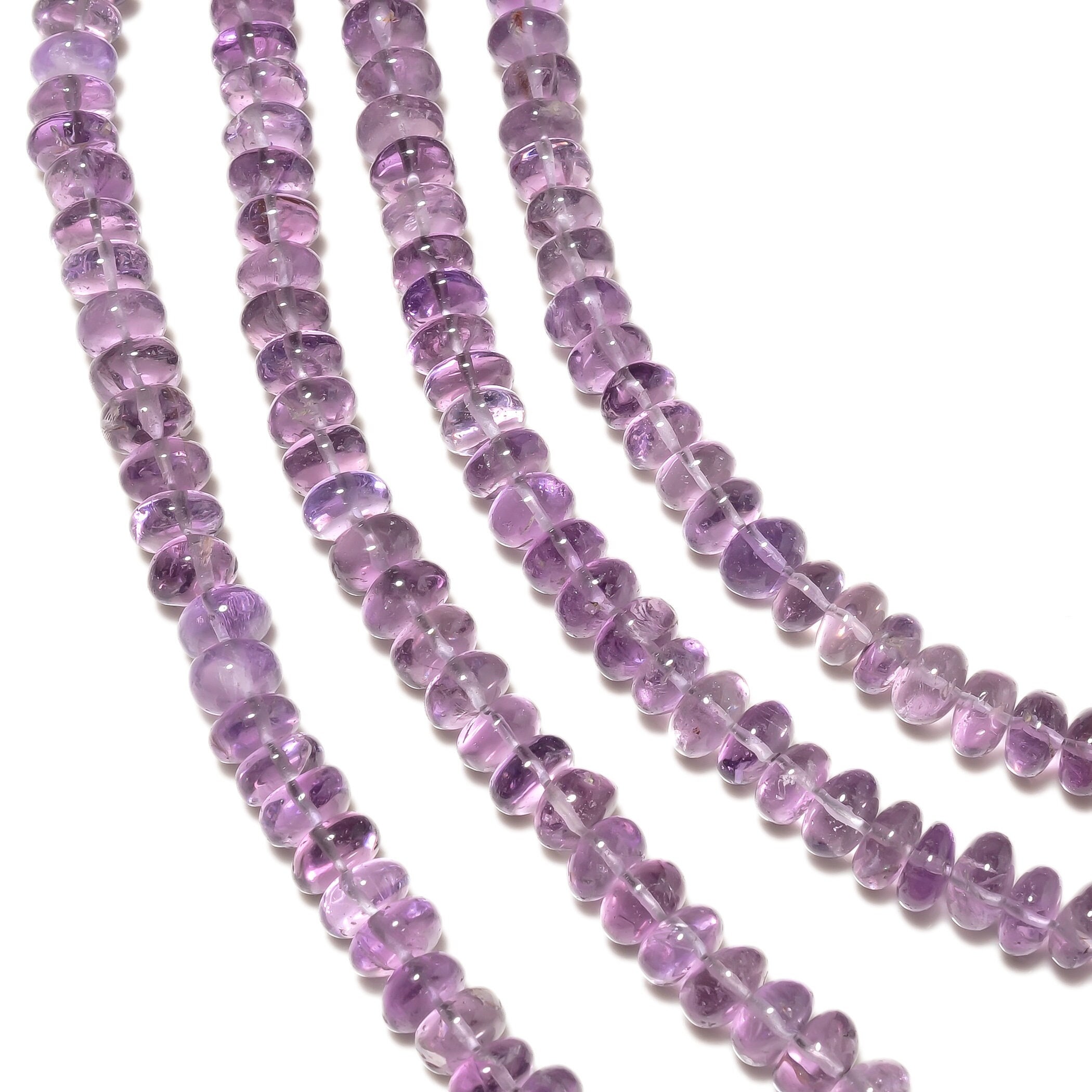 Pink Amethyst Gemstone Smooth Rondelle Beads, 7.5mm Natural Amethyst Semi Precious Gemstone, 8 Inch Strand, Gds2178