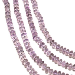 Pink Amethyst Gemstone Smooth Rondelle Beads, 5-10mm Natural Amethyst Semi Precious Gemstone, 18 Inch Strand, GDS2178/1