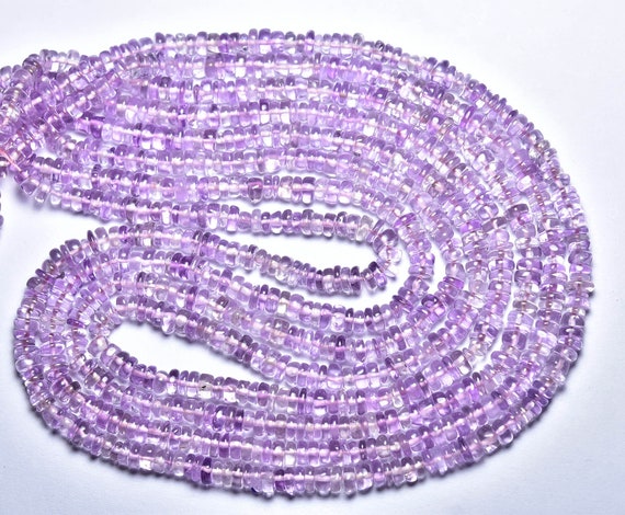 Pink Amethyst Smooth Tyre Beads - 16 Inches - Most Beautiful Natural Smooth Amethyst Tyre Beads - Size Is 4 - 4.5mm #2311