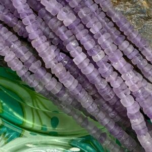 Rustic Soft Lilac Lavender Unique Natural Matte Frost Amethyst Rondelles 5mm Approx handcut Rustic Soft Lilac Lavender Unique Natural Matte Frost Amethyst Rondelles 5mm Approx handcut