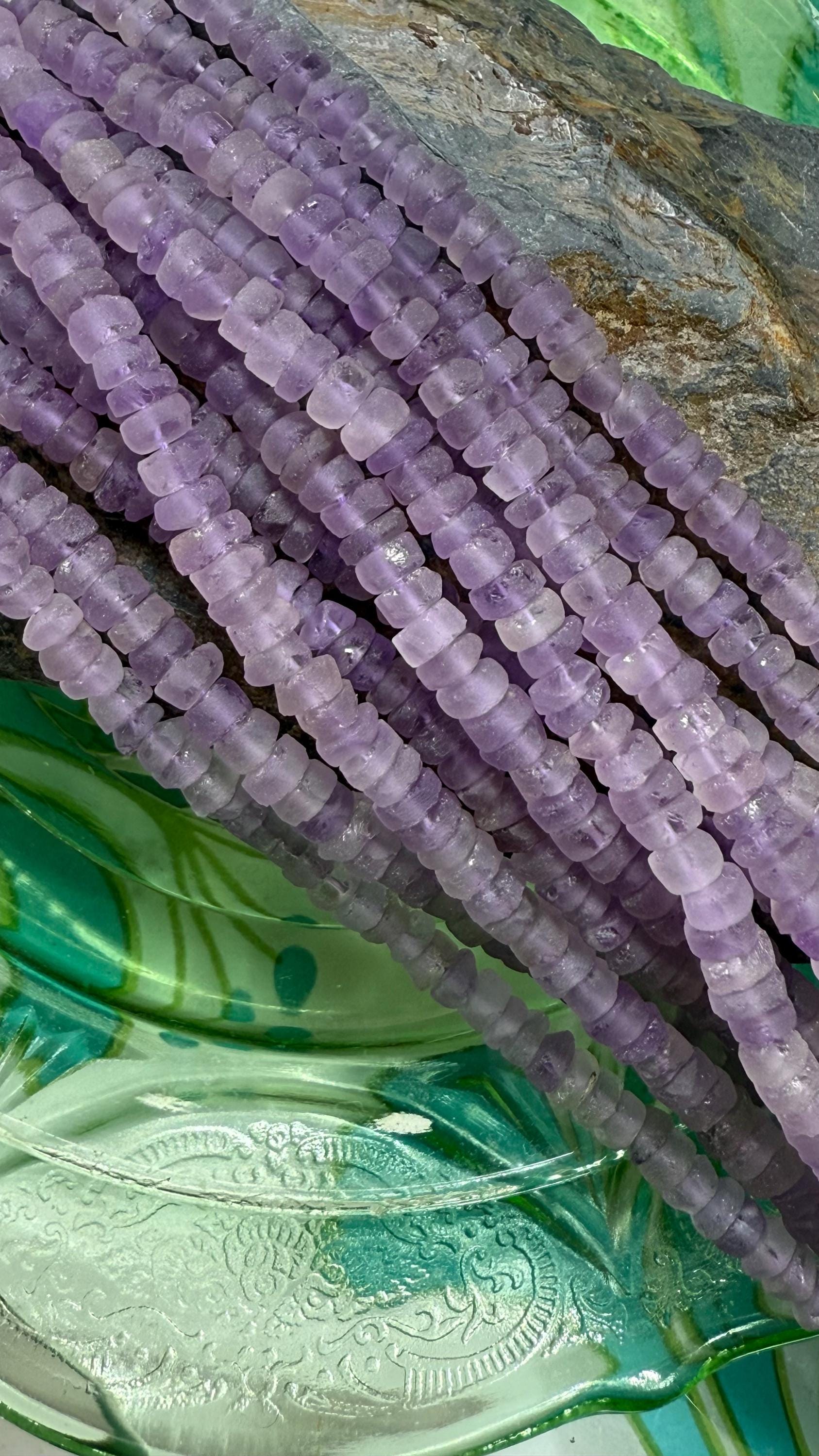 Rustic Soft Lilac Lavender Unique Natural Matte Frost Amethyst Rondelles 5mm Approx Handcut Rustic Soft Lilac Lavender Unique Natural Matte Frost Amethyst Rondelles 5mm Approx Handcut