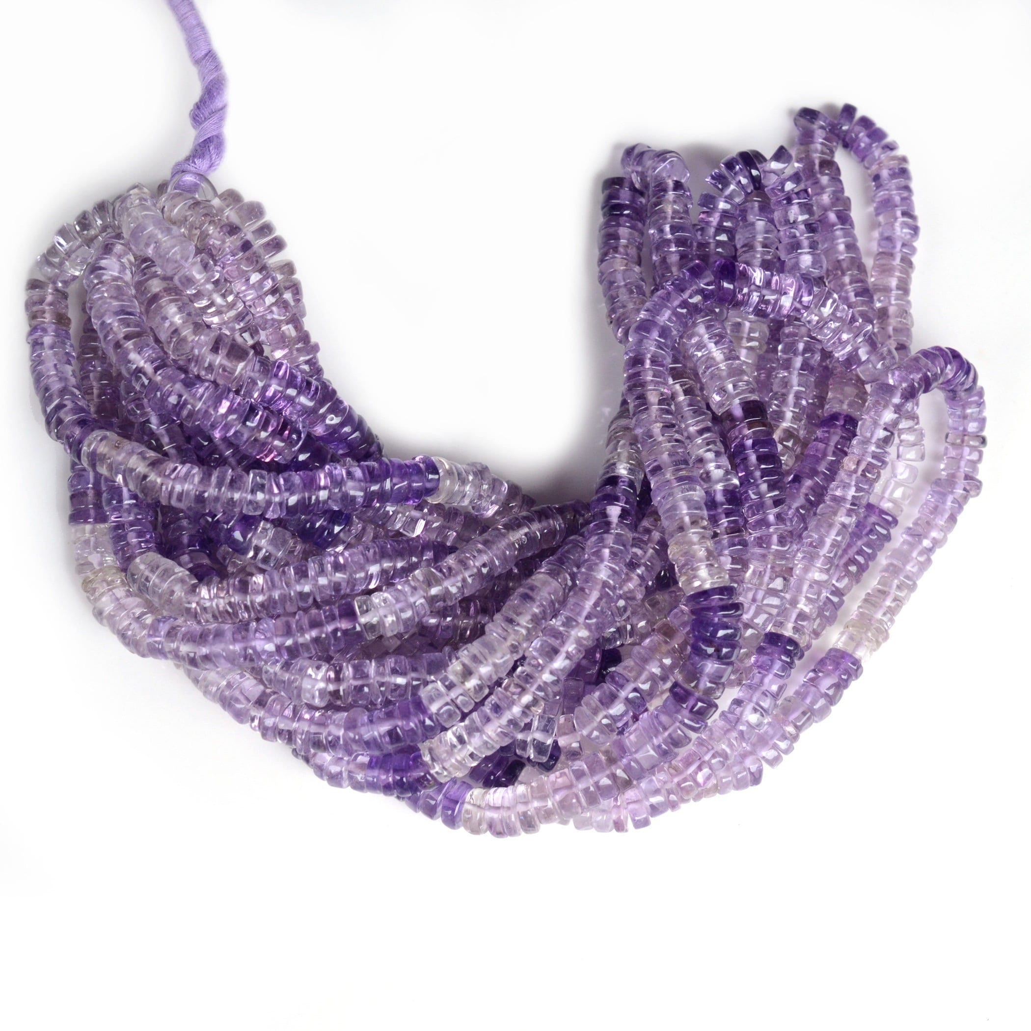 Shaded Amethyst Smooth Tyre Rondelle Beads, 6.5mm/7mm Amethyst Round Heishi Gemstone Beads, 16 Inch Strand, Gds2116