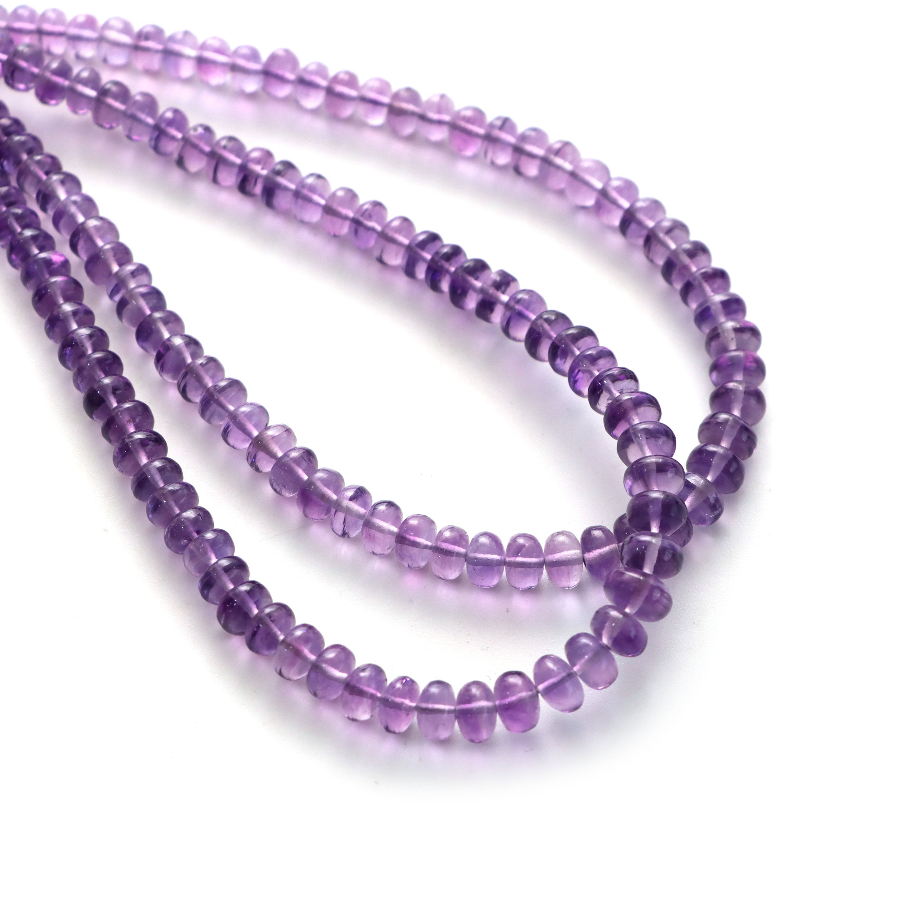 Amethyst Smooth Rondelle Beads, 4 Mm To 6 Mm, Amethyst Jewelry Making Beads, Handmade Jewelry, 18 Inches Full Strand, Price Per Strand