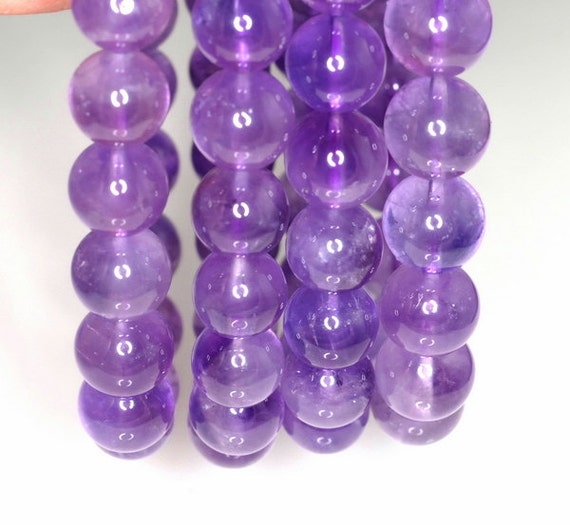 10mm Light Amethyst Gemstone Grade A Purple Round 10mm Loose Beads 7 Inch Half Strand (90191616-813)