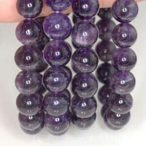 11mm Dark Amethyst Gemstone Grade AB Purple Round 11mm Loose Beads 7 inch Half Strand (90191656-7-814)