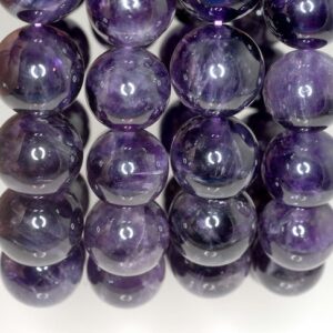13mm Dark Amethyst Gemstone Grade AB Purple Round 13mm Loose Beads 7 inch Half Strand (90191658-814)