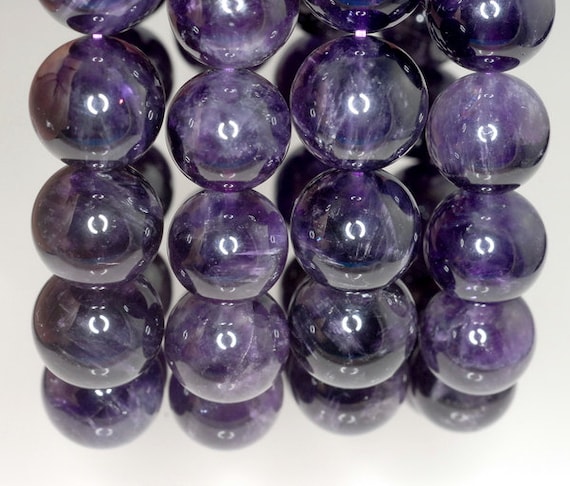 13mm Dark Amethyst Gemstone Grade Ab Purple Round 13mm Loose Beads 7 Inch Half Strand (90191658-814)