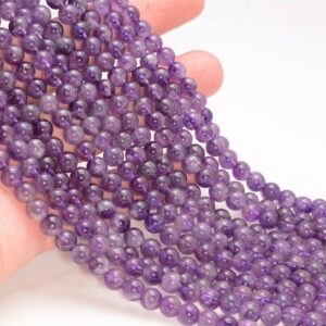 6mm Violet Amethyst Gemstone Purple Round 6mm Loose Beads 15.5 inch Full Strand BULK LOT 1,2,6,12 and 50 (90189291-86)