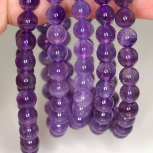 7mm Amethyst Gemstone Grade A Purple Round 7mm Loose Beads 7 inch Half Strand LOT 1,2 and 6 (90191623-813)