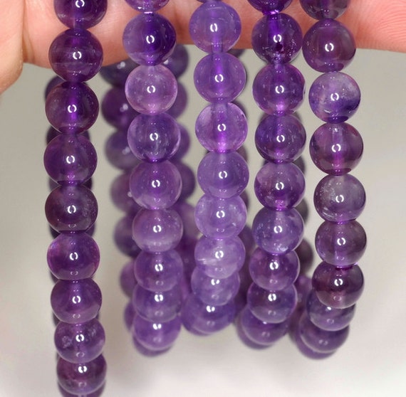 7mm Amethyst Gemstone Grade A Purple Round 7mm Loose Beads 7 Inch Half Strand Lot 1,2 And 6 (90191623-813)