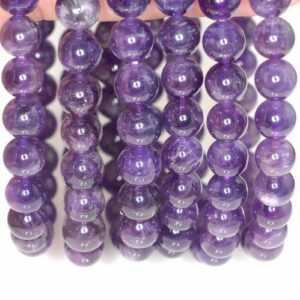 8mm Dark Amethyst Gemstone Grade AB Purple Round 8mm Loose Beads 7 inch Half Strand (90191649-814)