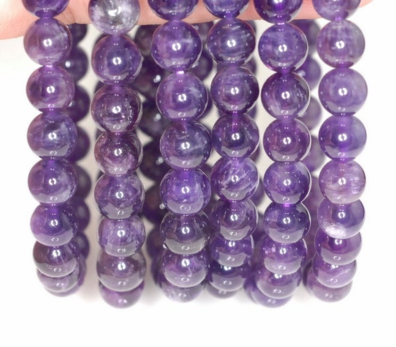 8mm Dark Amethyst Gemstone Grade Ab Purple Round 8mm Loose Beads 7 Inch Half Strand (90191649-814)