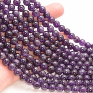 8mm Amethyst Gemstone Grade AA Deep Purple Round 8mm Beads 15.5 inch Full Strand LOT 1,2,6,12 and 50 (80007456-813)