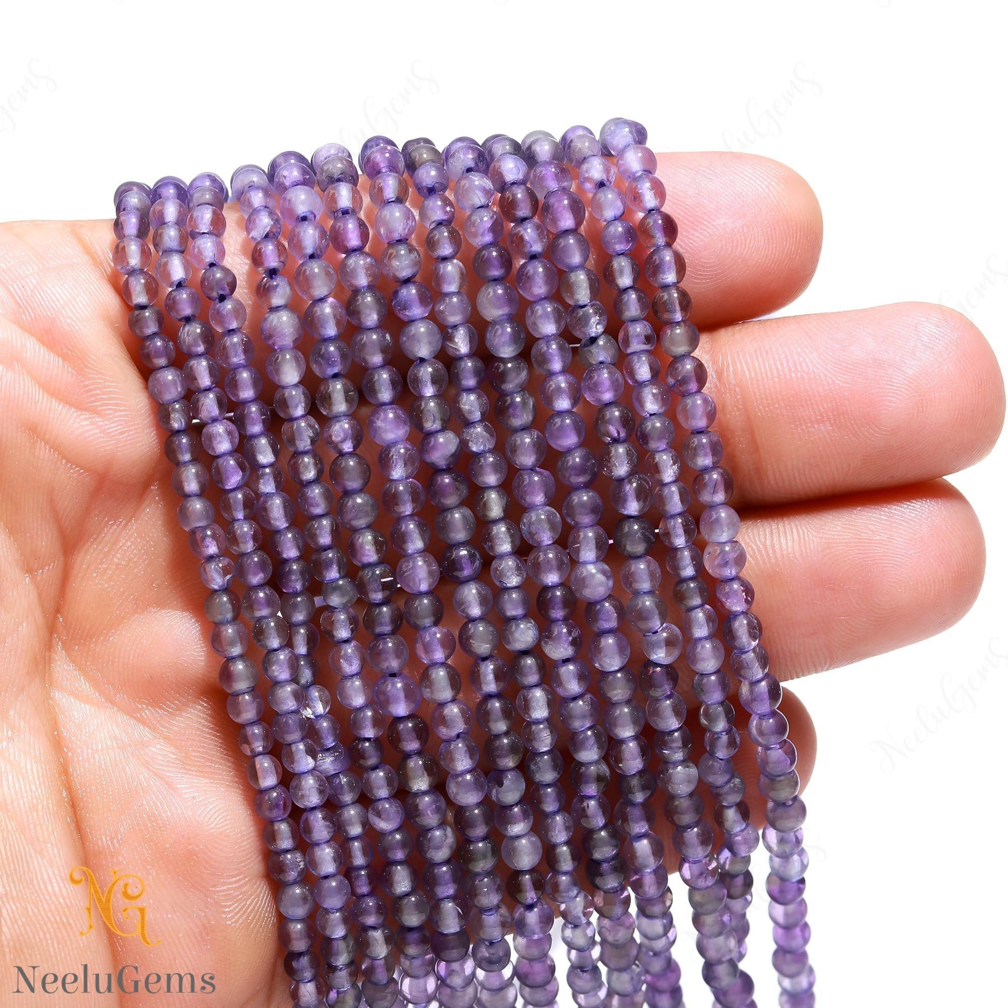 Aaa+ Purple Amethyst Smooth Round Beads, 3-4 Mm Natural Amethyst Quartz Tiny Round Ball Beads, 13" Indian Gemstone Beads For Hadmade Jewelry