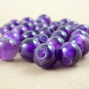 Amethyst Beads (Large Hole)(Round)(Smooth)(8mm)(10mm)(8"Strand)