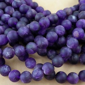 Amethyst Beads (Round)(Matte)(4mm)(6mm)(8mm)(10mm)(12mm)(16"Strand)