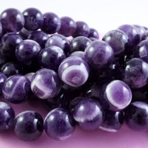 Chevron Amethyst Beads (Round)(Smooth)(4mm)(6mm)(8mm)(10mm)(12mm)(15"Strand)