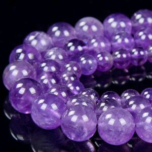 Natural Lavender Amethyst Gemstone Grade AA Round 4MM 5MM 6MM 7MM 8MM 9MM 10MM 11MM 12MM 13MM 14MM 15MM Loose Beads BULK LOT(D339 D340)