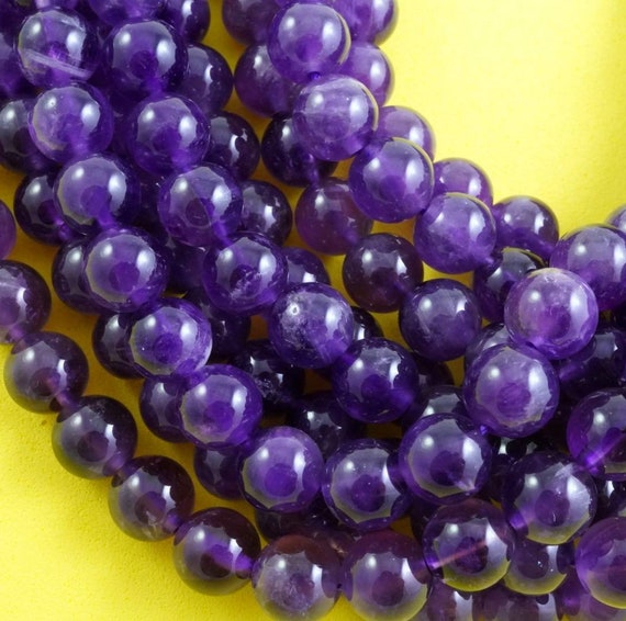 Natural Purple Amethyst Round Beads Smooth 4mm 6mm 8mm 10mm 12mm 16"strand