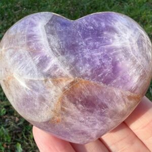 2.8" Chevron Amethyst Heart, Bright Purple And White Banded Gemstone Crystal Heart, Birthday , Witchy Gift For Girlfriend #5
