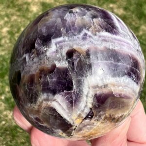 2.2" Chevron Amethyst Sphere With Rainbows, Banded Purple Crystal Ball, Dream Amethyst #3