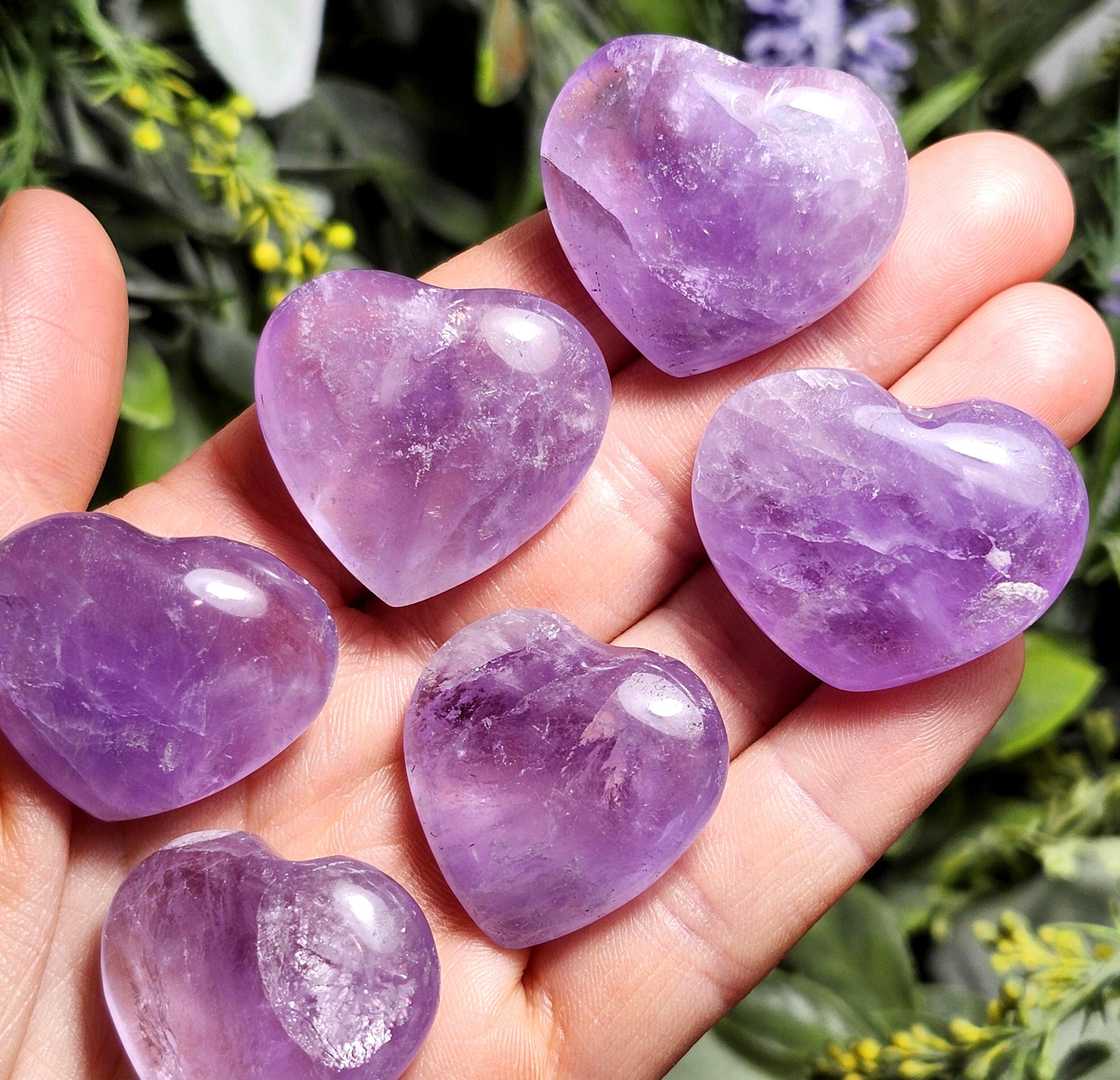 Carved Amethyst Heart: Polished Purple Crystal (1 Inch)