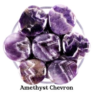Amethyst Chevron Palm Stone, Polished Banded Purple Crystal, Spiritual Growth Gemstone