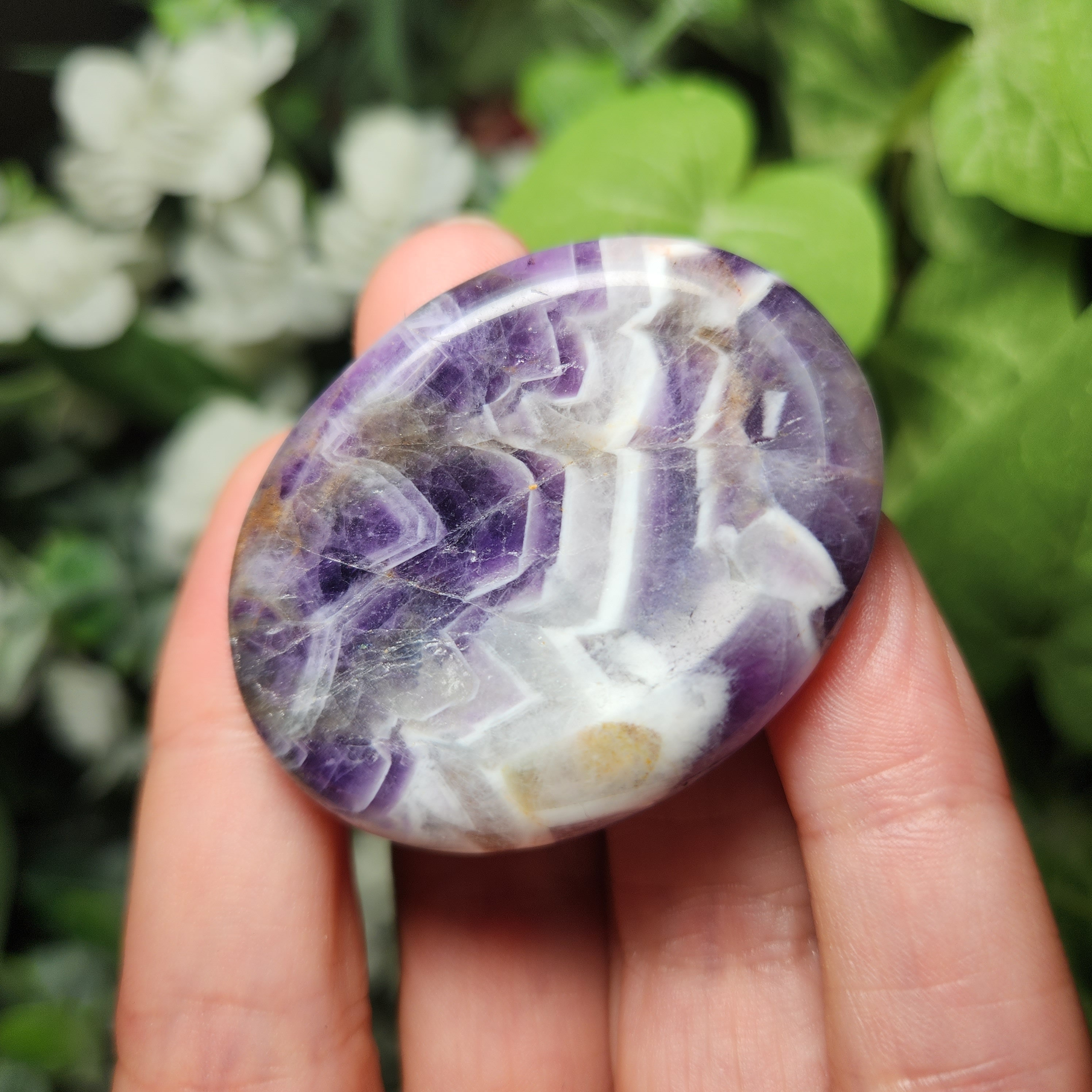 Chevron Amethyst Worry Stone , Polished Amethyst Crystal