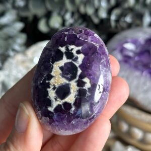Dream Amethyst Palm Stone: Gemmy Polished Crystal