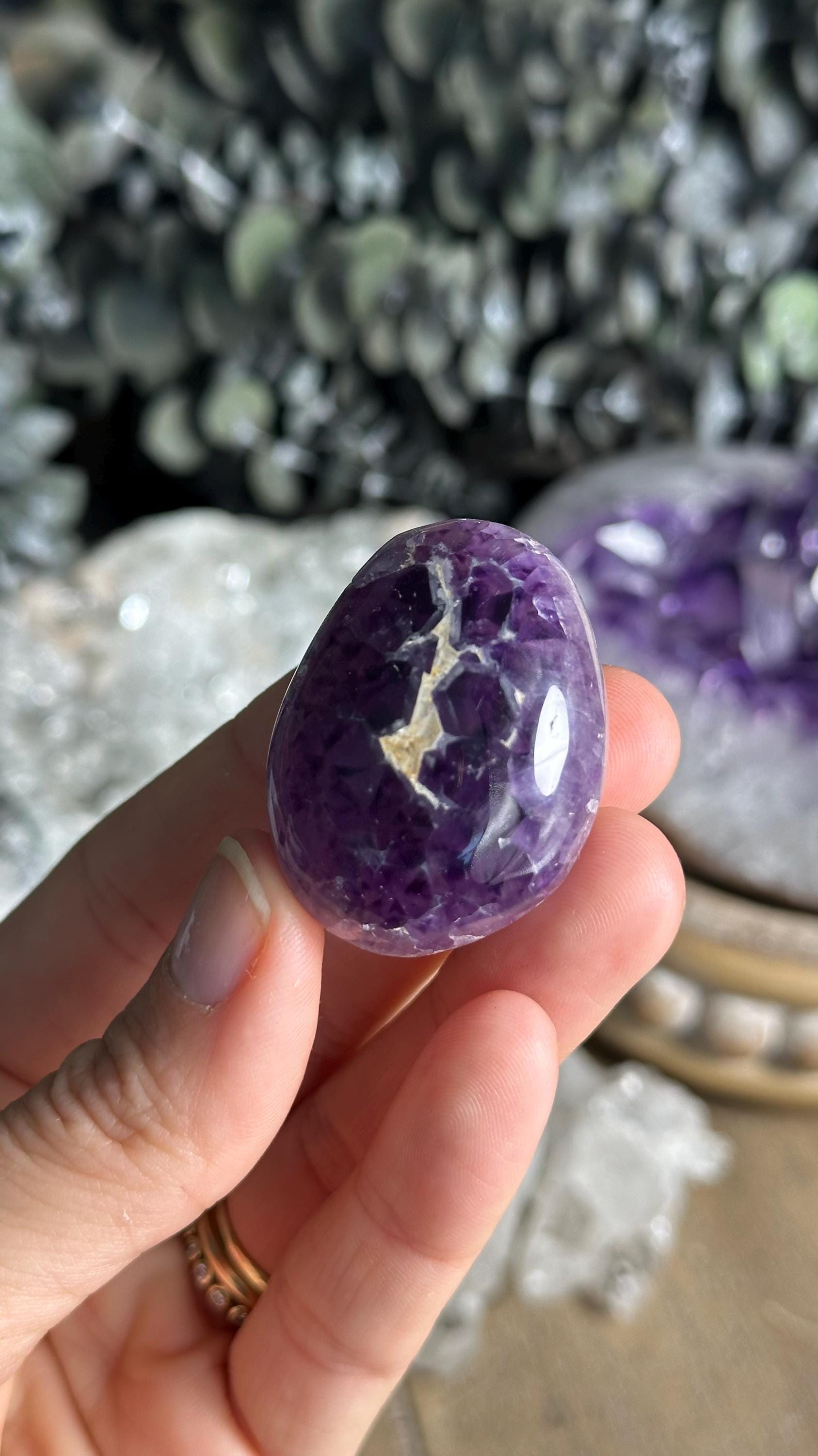Gemmy Dream Amethyst Palm Stone