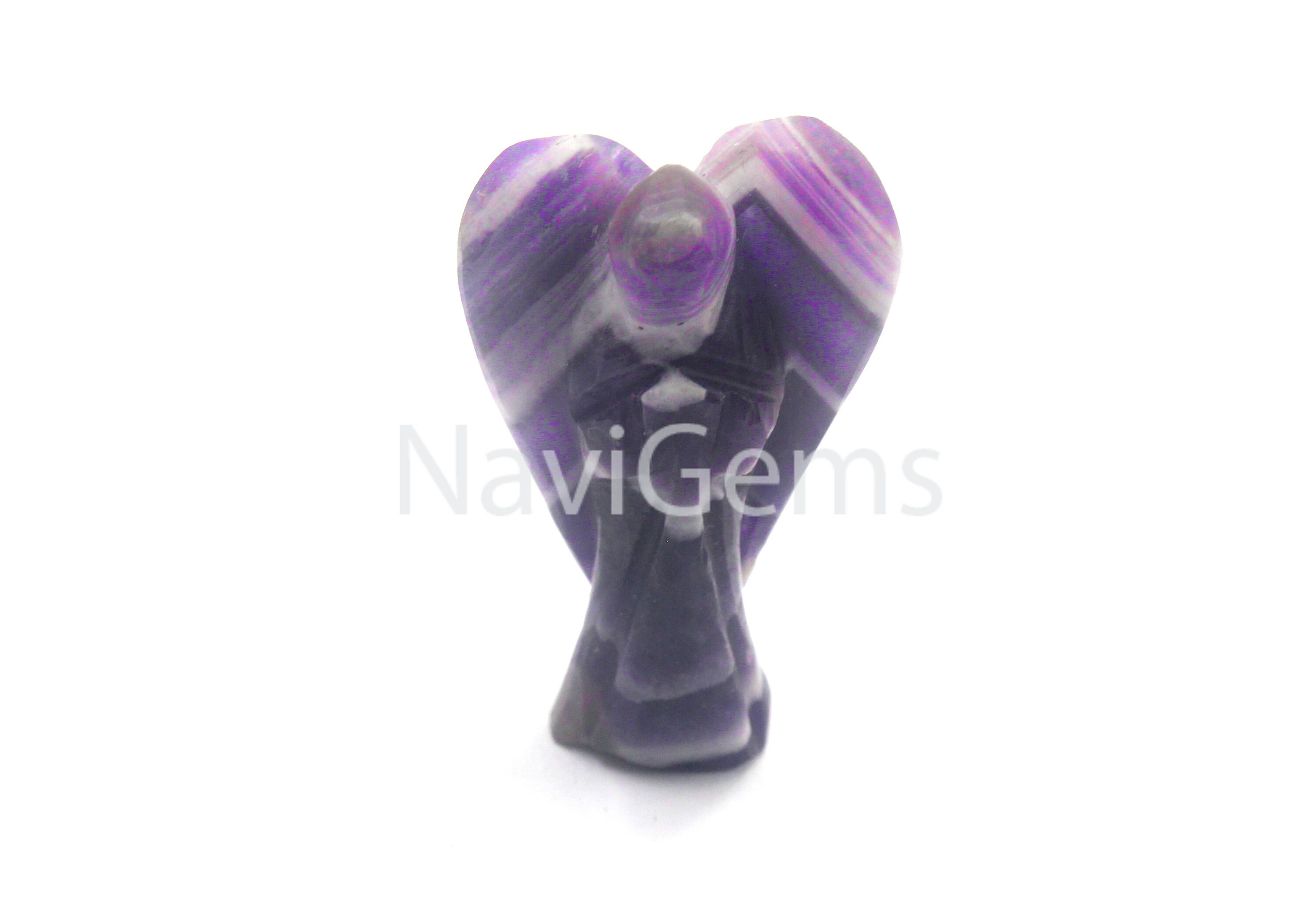 Hand Carved Amethyst Angel: Healing Crystal, Pocket Birthstone
