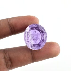 Hand Engraved Amethyst Turtle Carving, 39.25 ct Fantasy Cut