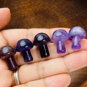 Mini Amethyst Crystal Mushroom: Polished Gemstone Carving (18-25mm)