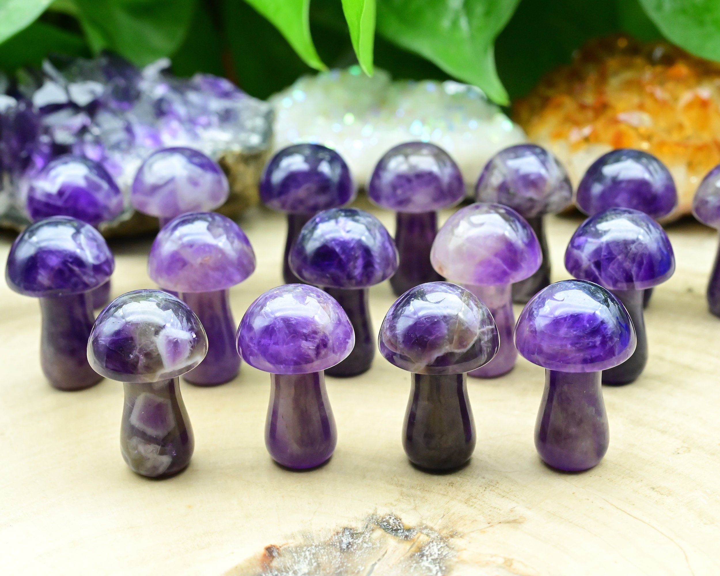 Natural Amethyst Mooshroom,hand Carved Mushroom,reiki Healing Crystal,mini Mooshroom Decor,home Decor,for Her Gift,gift Mystery Bag.