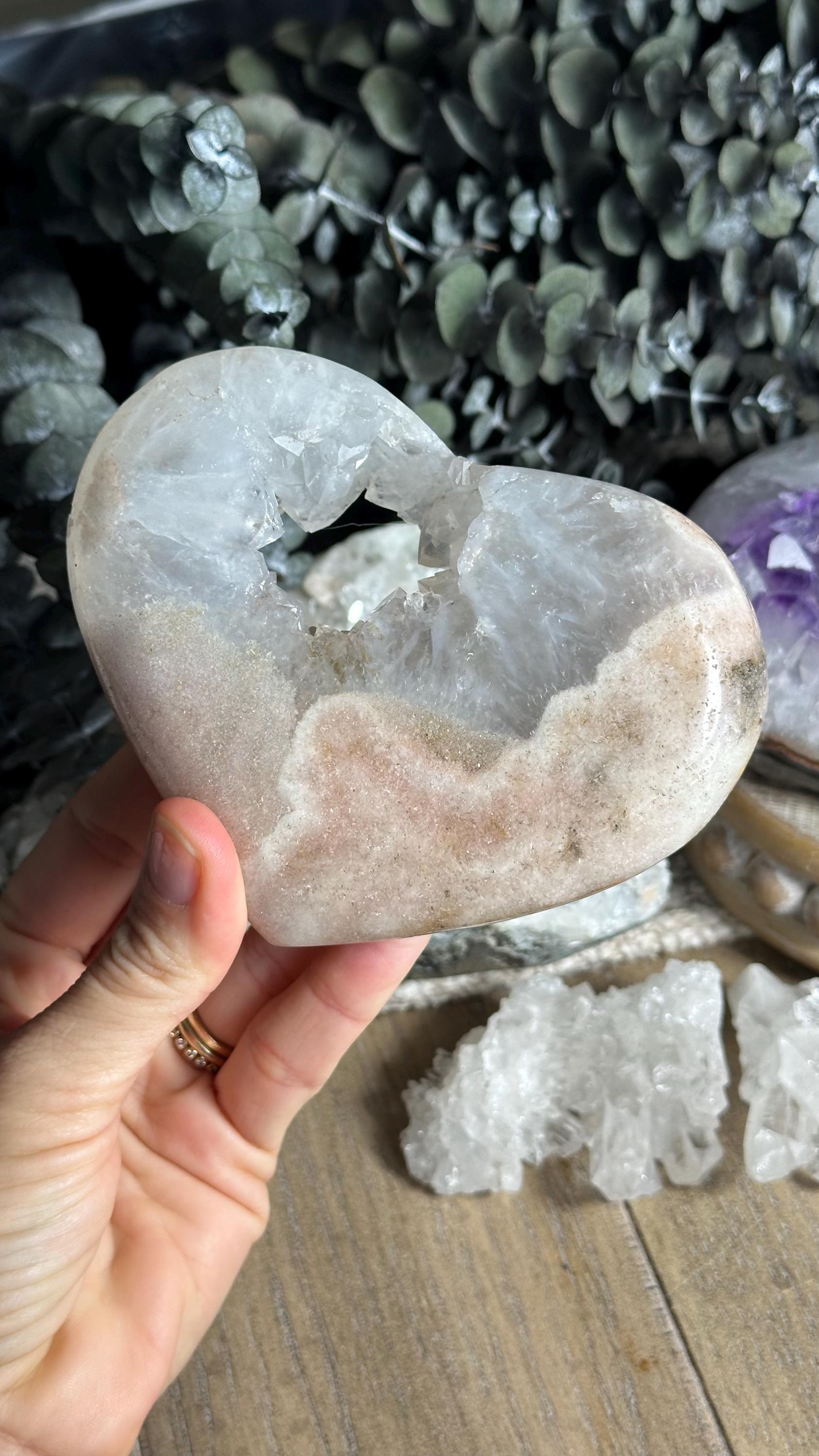 Pink Amethyst Heart: 4.5" Crystal Mineral Fossil