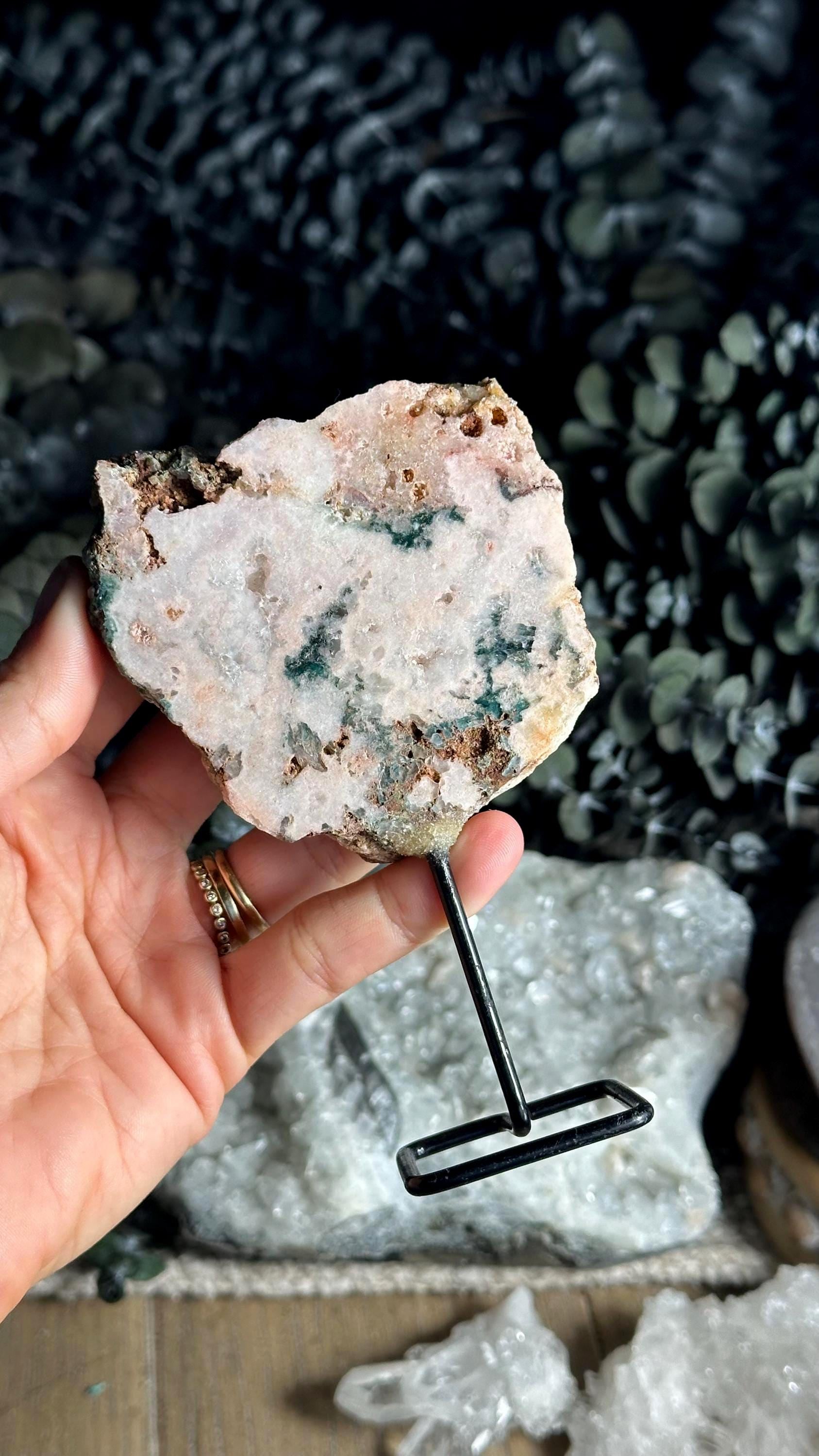 Pink Amethyst Slab On Stand, 5" Tall
