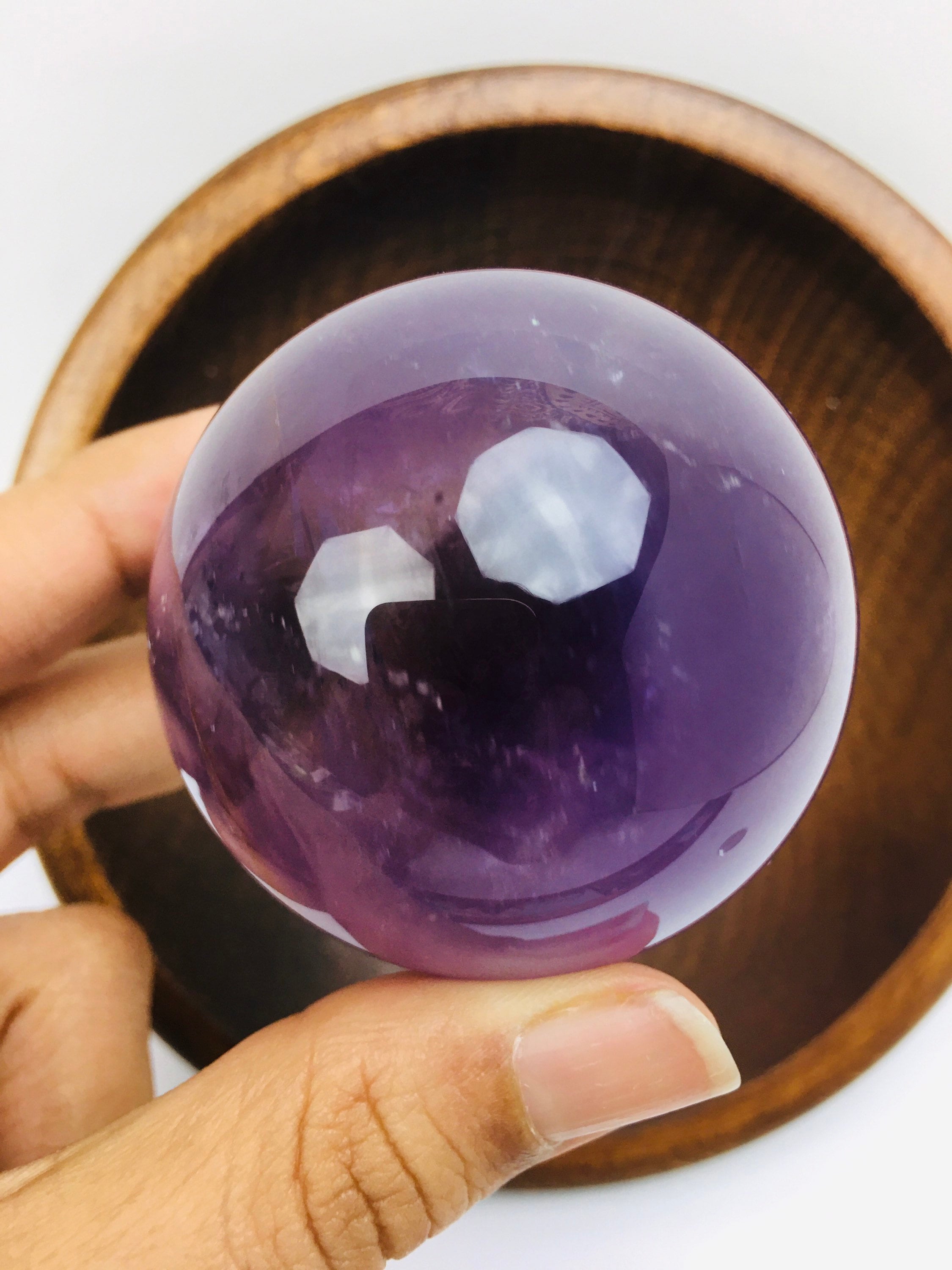 Polished Amethyst Crystal Sphere: Purple Quartz 239g (55mm)