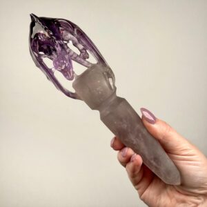 Amethyst Root Dragon | 9oz | - #s11 (polished Purple Crystal Carving, Crown Chakra, Balance)