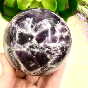 Amethyst Sphere 75mm Lx - Third Eye And Crown Chakra Stone - Amethyst Crystal - Crystal Grid - Meditation Stone - Altar Decor