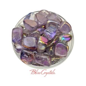 1 Medlrg Amethyst Rainbow Aura Tumbled Stone Aka Opal Aura #aa01