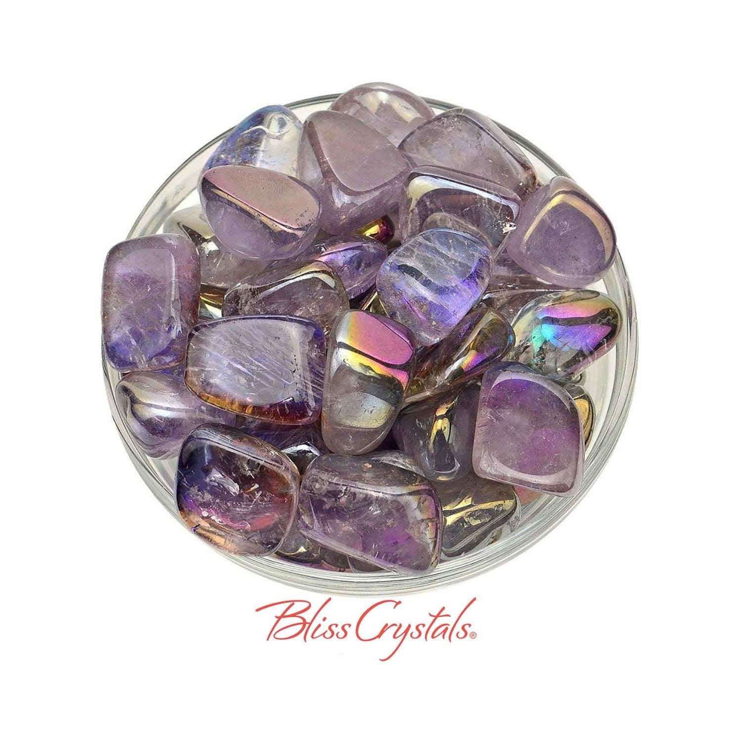1 Medlrg Amethyst Rainbow Aura Tumbled Stone Aka Opal Aura #aa01