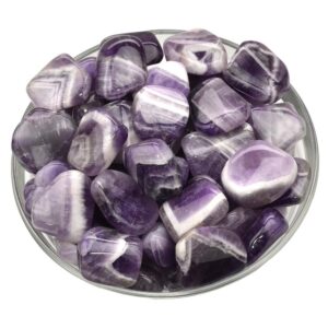 2 Banded Amethyst Tumbled Stone Flats Healing Crystal #ba01a