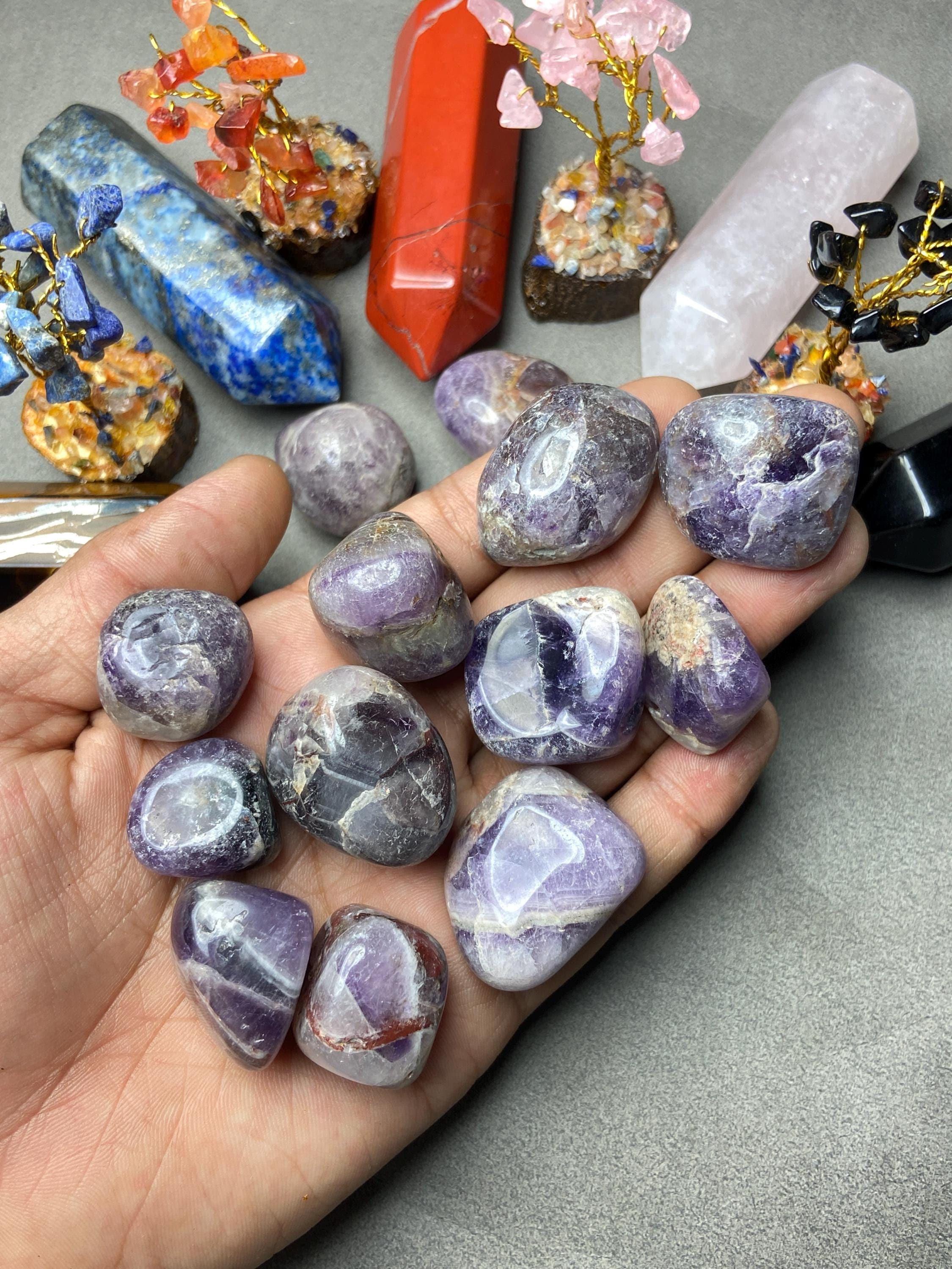 Banded Amethyst Tumbled Gemstones: Polished Reiki Healing Crystals