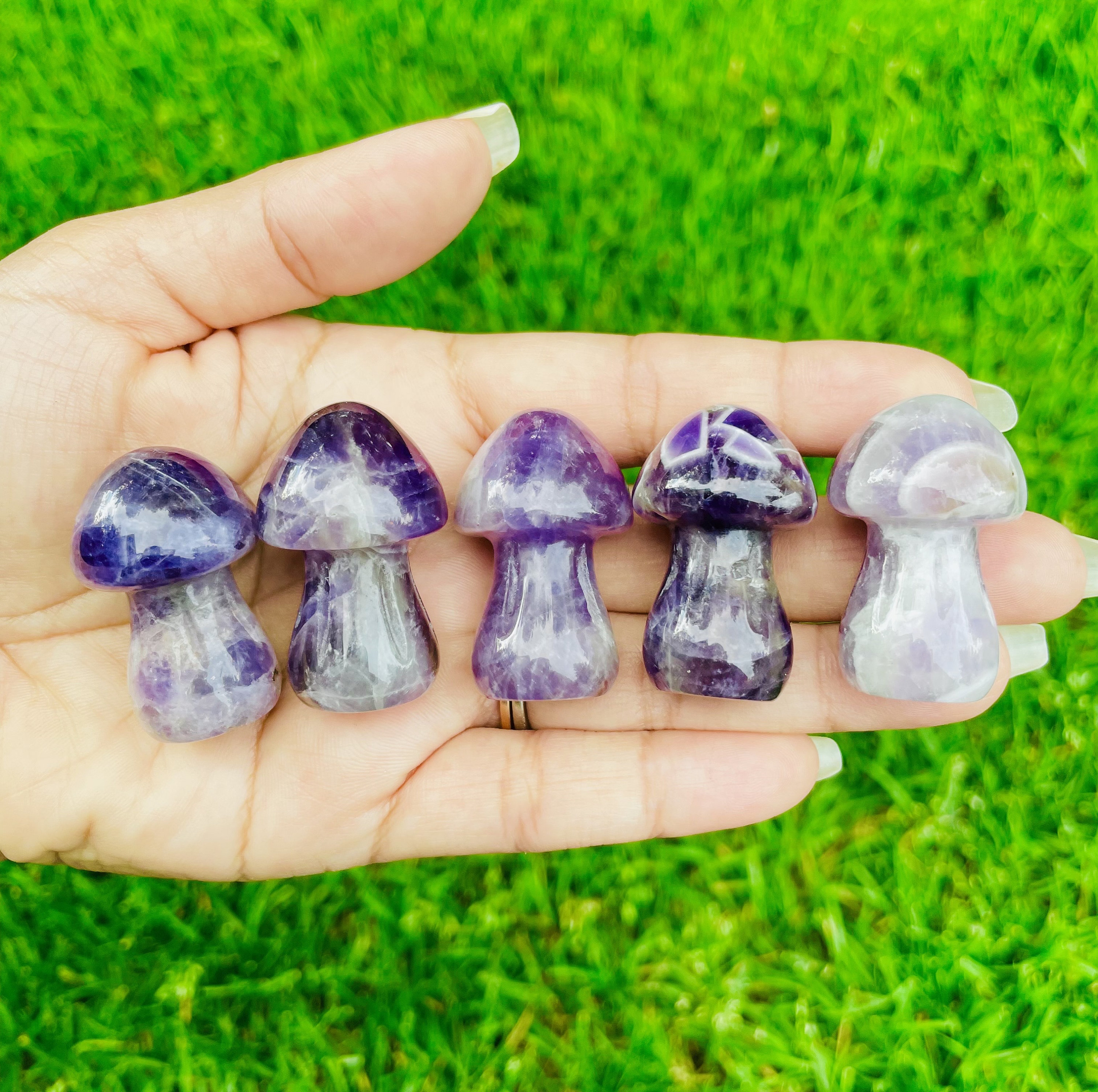 Large Amethyst Crystal Mushroom: Purple & White Tumbled Gemstone