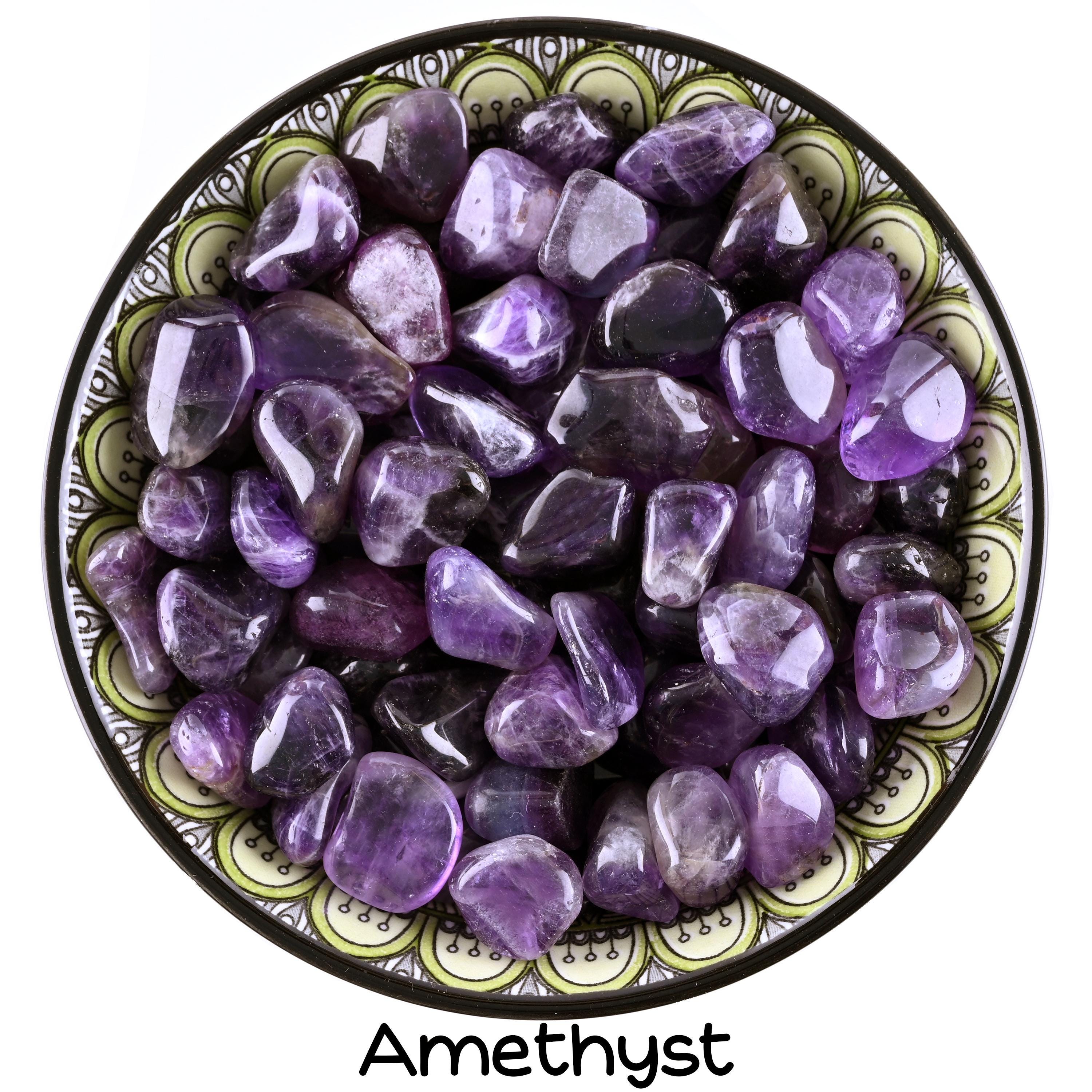 Set Of 10 Amethyst Tumbled Stones, Purple Dream Crystal, Altar Ritual Healing Gem