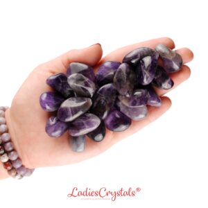 Zambian Amethyst Tumbled Stone, Deep Purple Natural Crystal For Peace And Intuition Gift