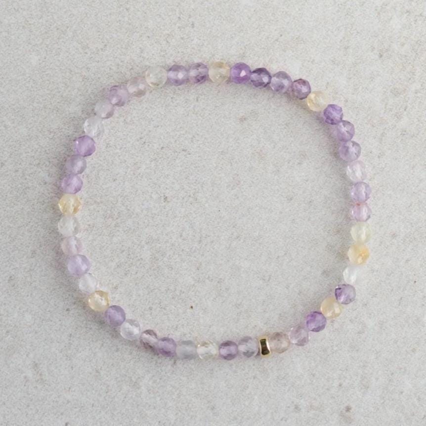 14k Gold Ametrine Bracelet 4mm, Ametrine Jewelry [ebam1683], Ametrine Crystal, Purple Crystal Bracelet, Gemstone Bracelet, Women Bracelet