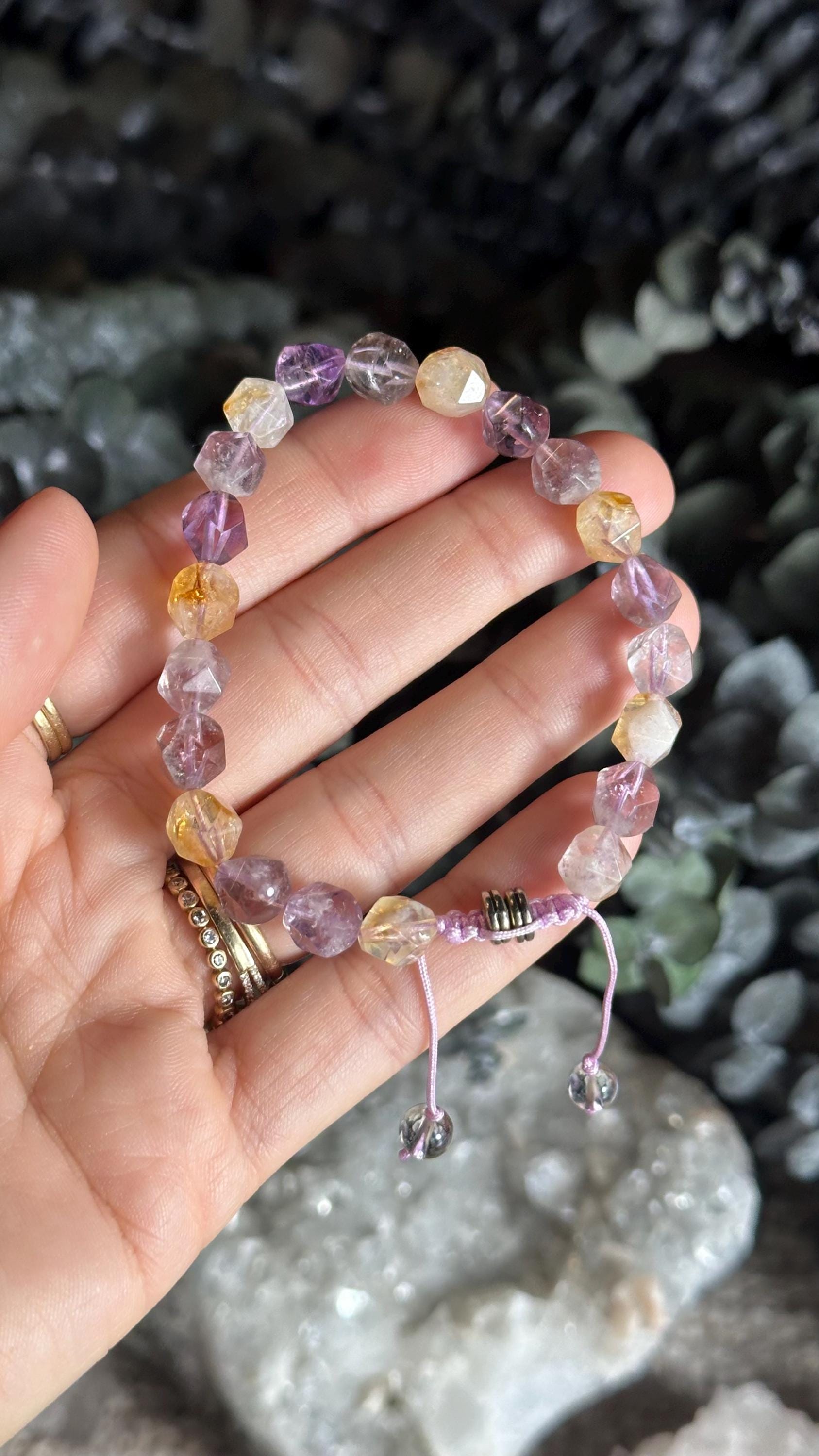 Adjustable Faceted Ametrine Crystal Bracelet Adjustable Faceted Ametrine Crystal Bracelet